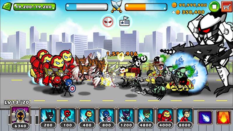 英雄战争超级火柴人防御内购破解版（HERO WARS Super Stickman） 1.1.0最新版截图0
