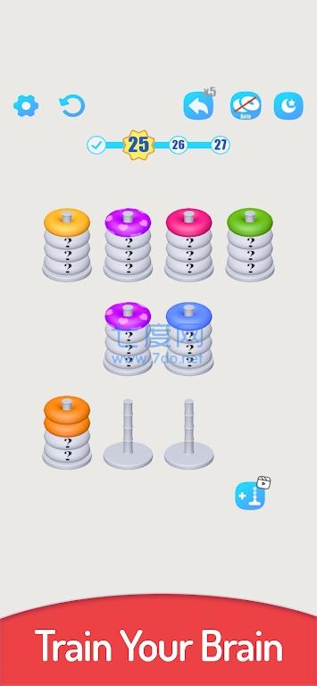 堆叠颜色排序3DColor SortHoopStack