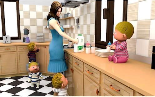 真正的怀孕母亲四胞胎婴儿游戏