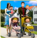 真正的怀孕母亲四胞胎婴儿游戏