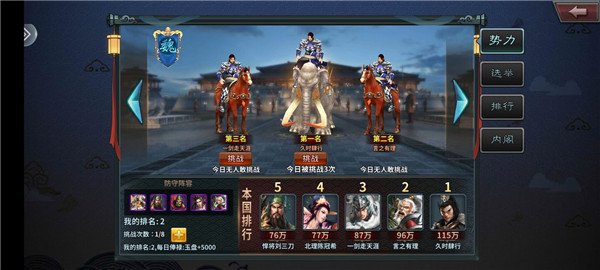 玩家实时排名