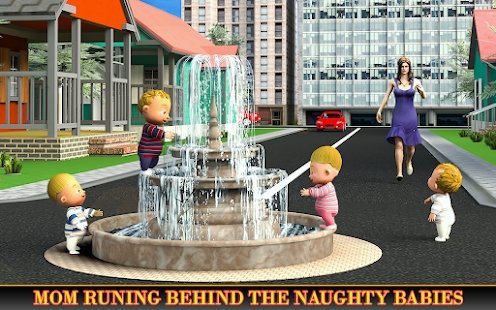 真正的怀孕母亲四胞胎婴儿游戏