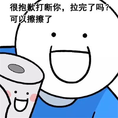 抖音上很火的很抱歉打断你拉完了吗可以擦擦了表情包