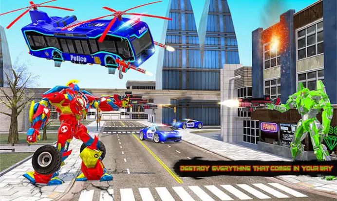 飞行巴士机器人汽车战争游戏安卓版图片1