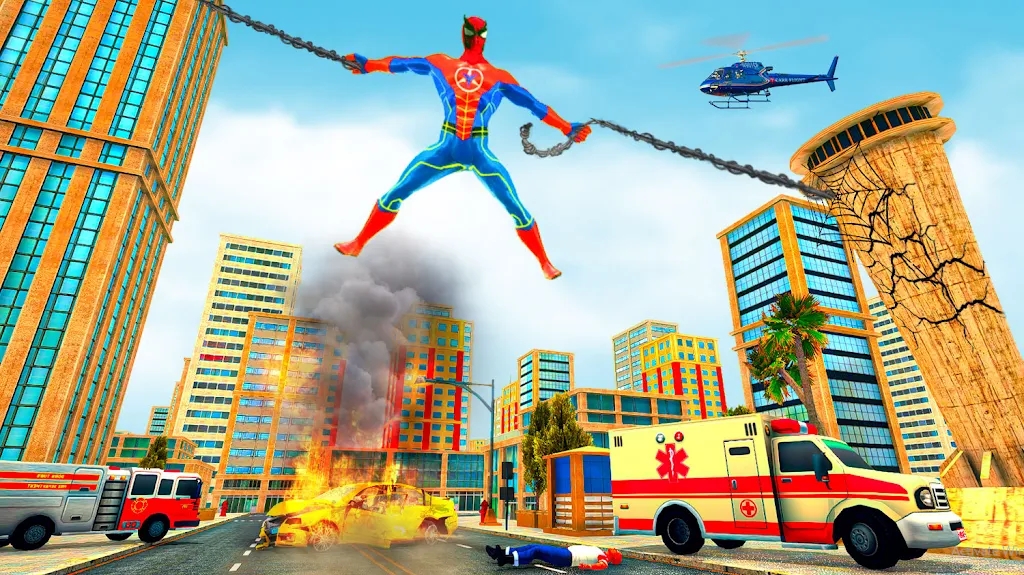 绳索飞行超级蜘蛛游戏官方版(Flying Rope Superhero Mission)  v3.3.1